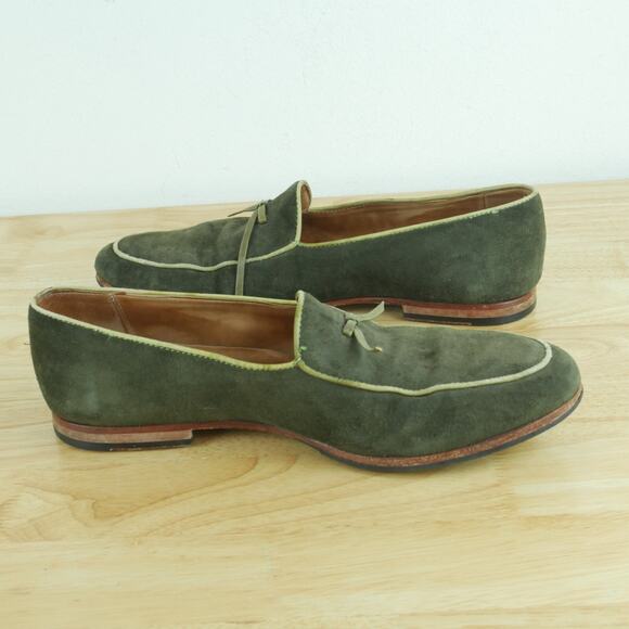 Rawls Mens UK8 US 9 Haute Loafers Green Suede Slip On Shoes Quiet Luxury Preppy - Picture 7 of 16